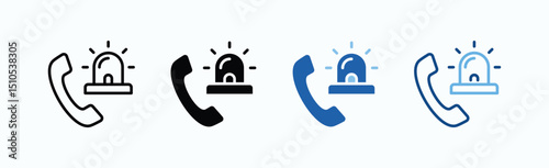 Emergency Call Icon Sheet Multiple Style Collection Isolated Vector