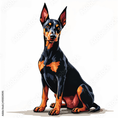 Adorable Cartoon doberman Puppy Vector Illustration