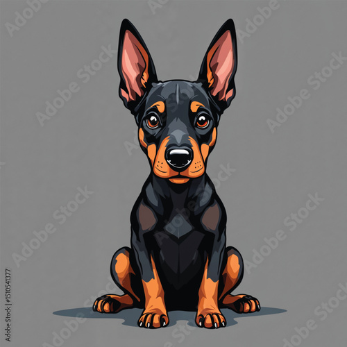 Adorable Cartoon doberman Puppy Vector Illustration