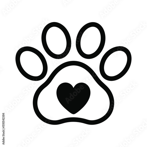 Paw print with heart animal love pet adoption