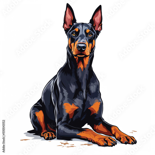 Adorable Cartoon doberman Puppy Vector Illustration