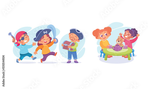 Children joyfully engage in creative activities, exploring imagination through crafts