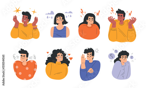Expressive Characters that Effectively Illustrate a Wide Range of Various Emotions and Moods