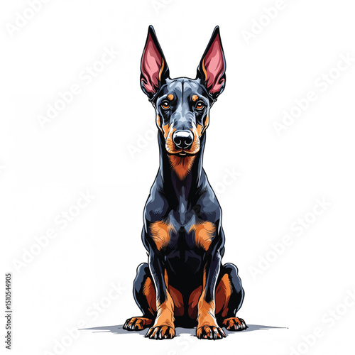 Adorable Cartoon doberman Puppy Vector Illustration