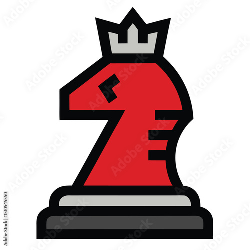 Red chess knight piece icon strategy game leadership