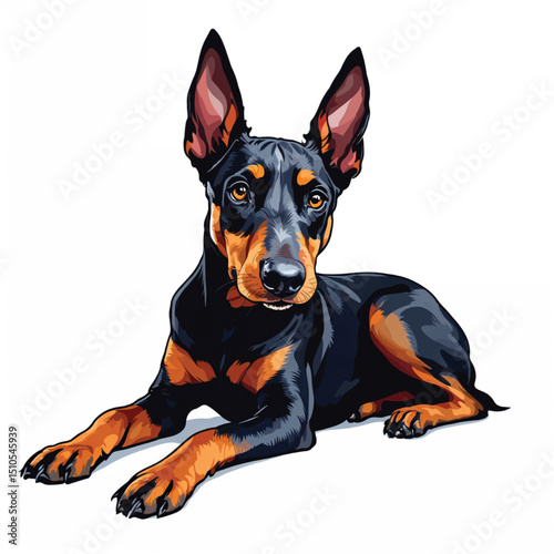 Adorable Cartoon doberman Puppy Vector Illustration