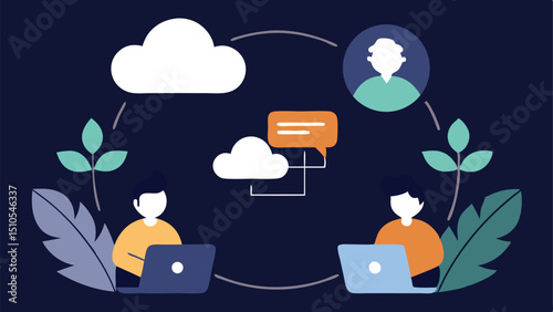 Remote team collaboration cloud computing digital teamwork