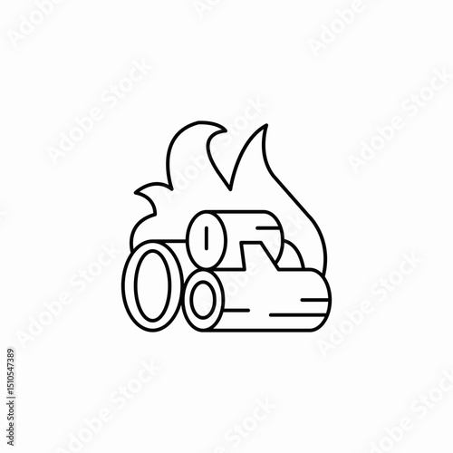 firewood stack icon sign vector