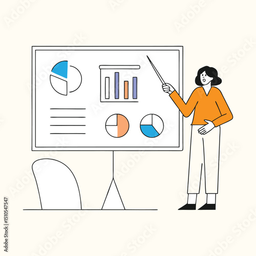 Vector illustration set of business people drawing graphs