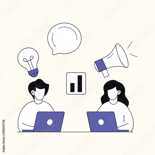 Digital marketing illustration concept, creative vector design