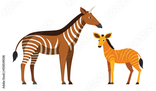 Adult and baby grevy s zebra illustration