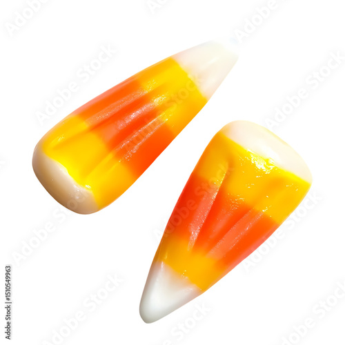 Candy Corn Duo A CloseUp of Two Delicious Halloween Treats isolated on transparent background