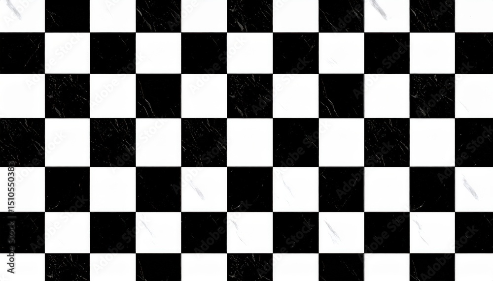 Fototapeta premium Highcontrast checkerboard pattern with marble textures in black and white squares