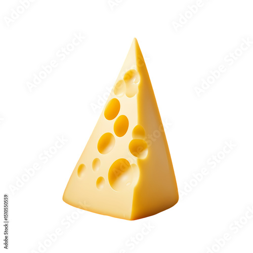 Triangular Wedge of Swiss Cheese A Culinary CloseUp isolated on transparent background