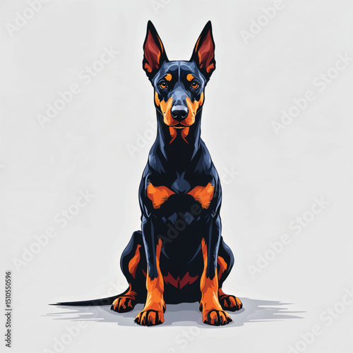 Adorable Cartoon doberman Puppy Vector Illustration