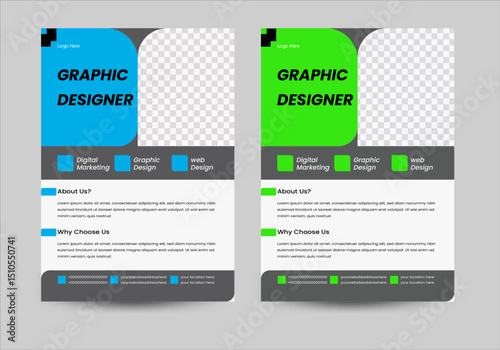 Creative Modern clean professional A4 size corporate Business flyer design or company brochure design template with two color variation  