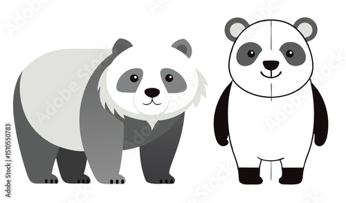 Two adorable cartoon pandas illustration