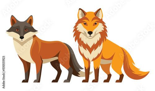 Two cartoon foxes standing side by side