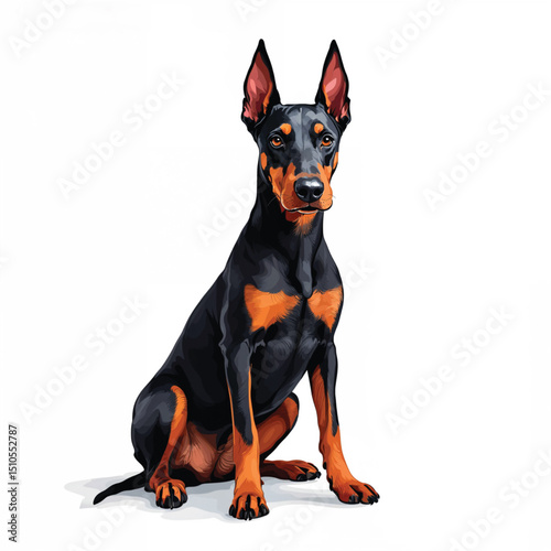 Adorable Cartoon doberman Puppy Vector Illustration
