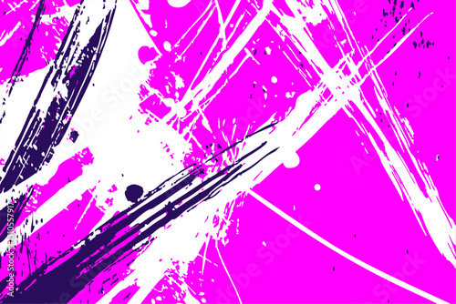 Expressive artistic texture featuring chaotic white and dark strokes over a vivid pink canvas. A high-energy, grunge-inspired design perfect for eye-catching modern graphics or overlays.