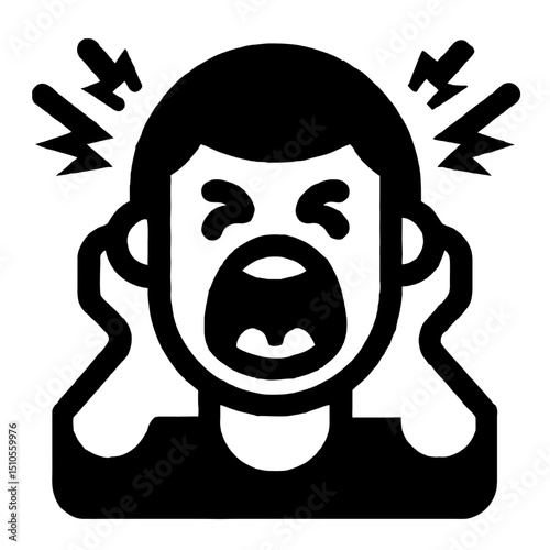 Angry man shouting in anguish - extreme close-up high contrast