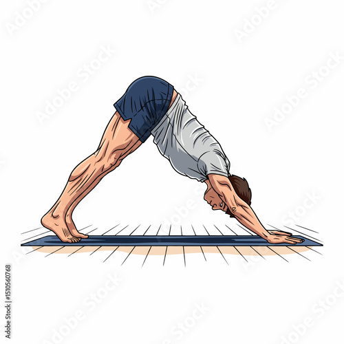 Man Character Four Point Balance Pose - International Yoga Day