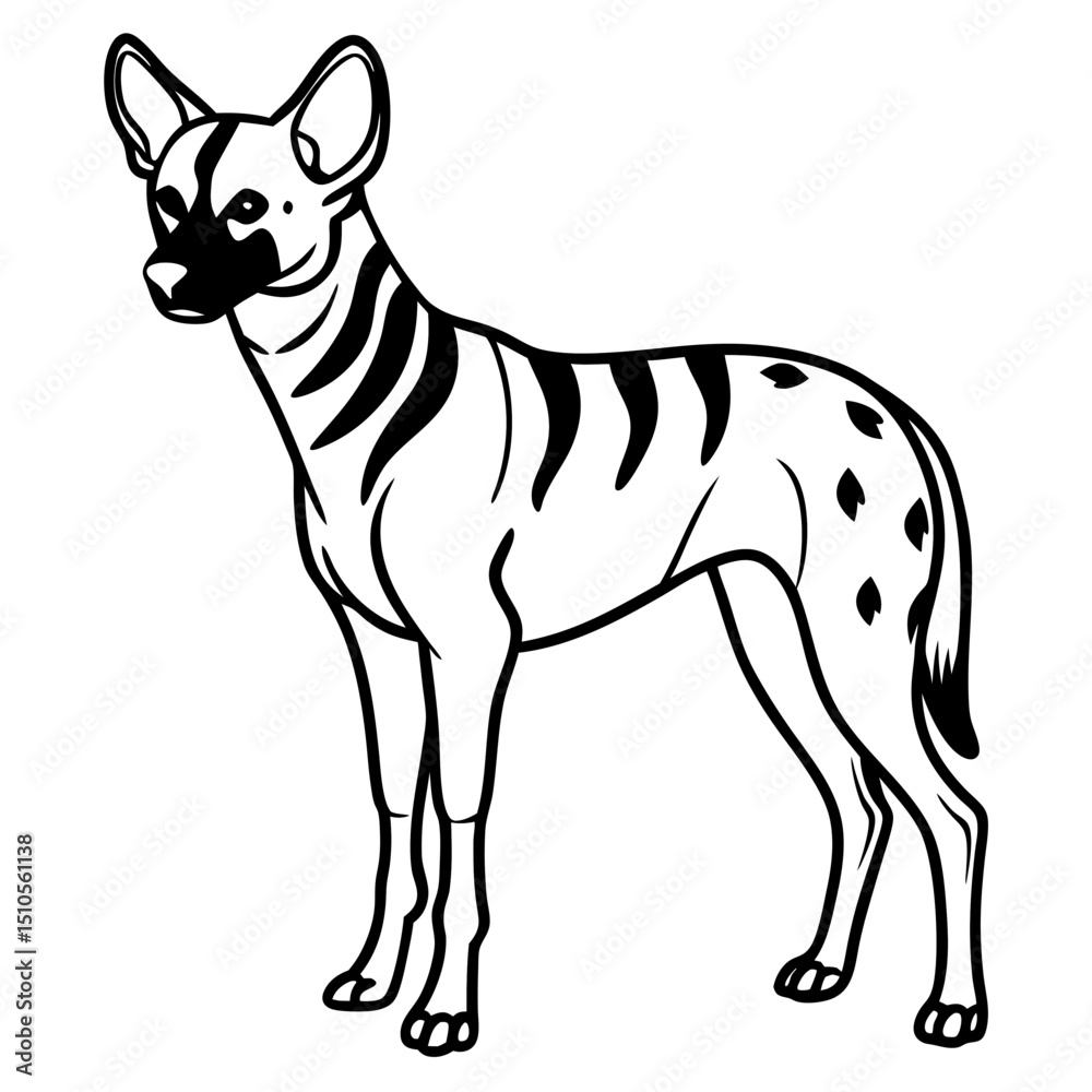 Obraz premium African Wild Dog line art vector
