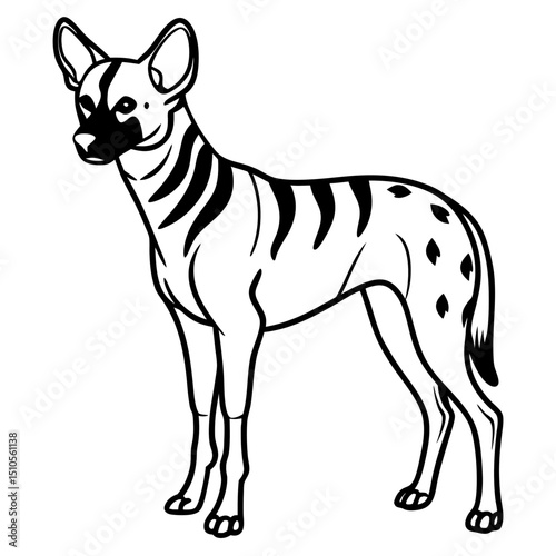 African Wild Dog line art vector