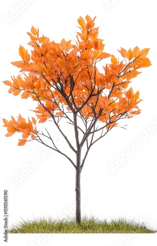 Autumn Concept, Leafless tree isolated background 