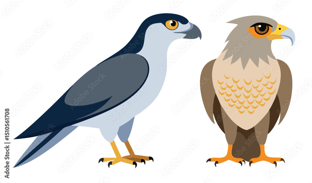 Fototapeta premium Two birds of prey illustration vector graphic