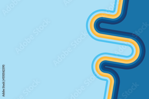 Abstract blue and geometric semicircle with a striped line on the background of a moving pattern.