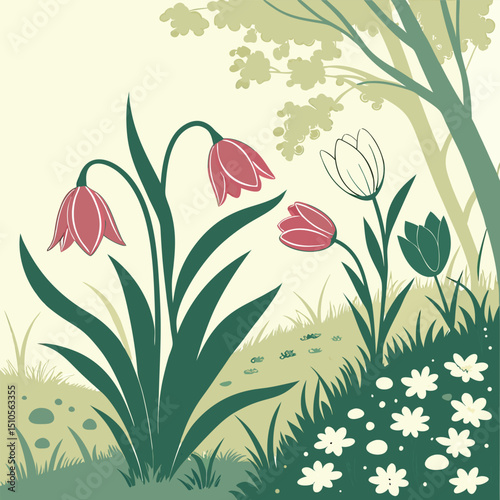 Seamless dreamy blurred floral garden background