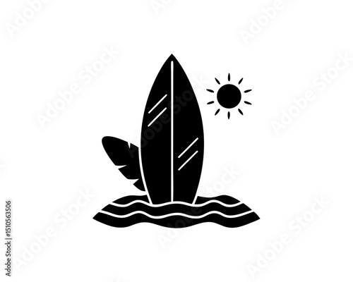 creative details Outline silhouette surfboard beach water icon vector illustration
