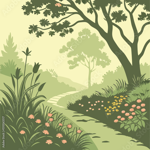 Seamless dreamy blurred floral garden background pattern