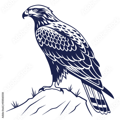 Silhouette hawk on white background
