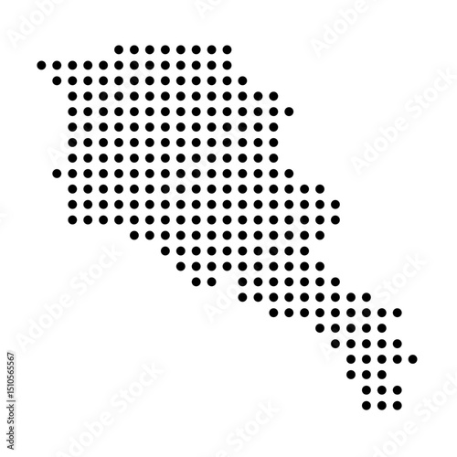 Armenia country dotted map. Black spot pixel illustration isolated on white background. Vector circle mosaic.