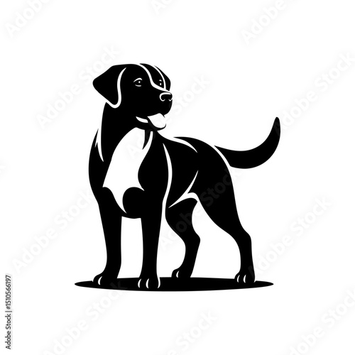 Labrador retriever dog logo vector black white illustration