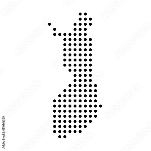 Finland country dotted map. Black spot pixel illustration isolated on white background. Vector circle mosaic.