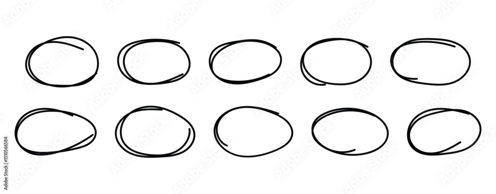 Fototapeta premium Hand Drawn Oval Doodle Line Stroke