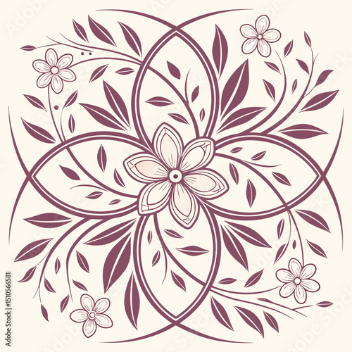 Seamless glowing floral fractal design mathematical patterns