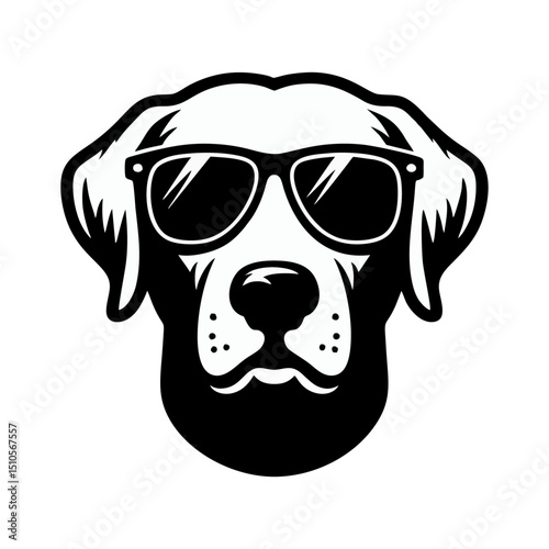 Labrador retriever dog logo vector black white illustration