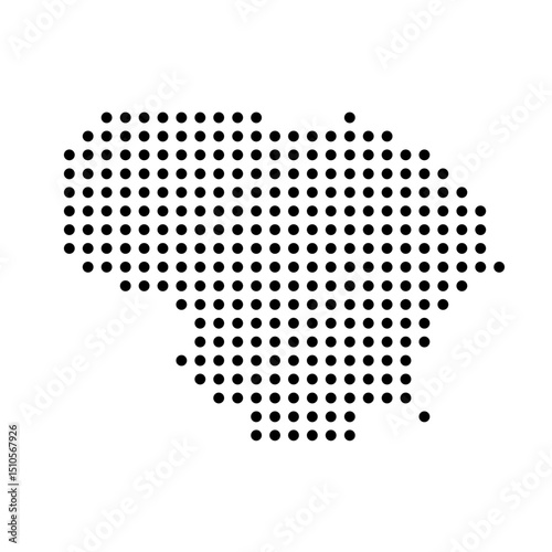 Lithuania country dotted map. Black spot pixel illustration isolated on white background. Vector circle mosaic.
