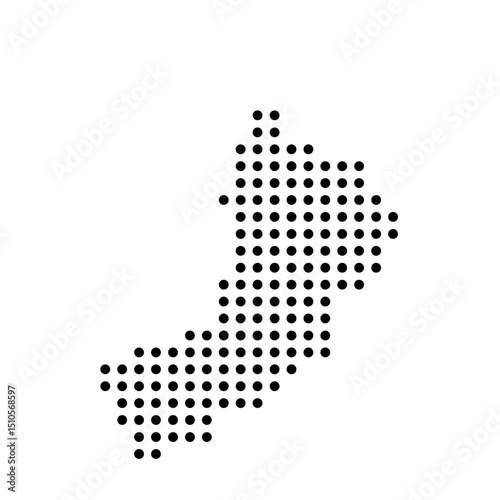 Oman country dotted map. Black spot pixel illustration isolated on white background. Vector circle mosaic.
