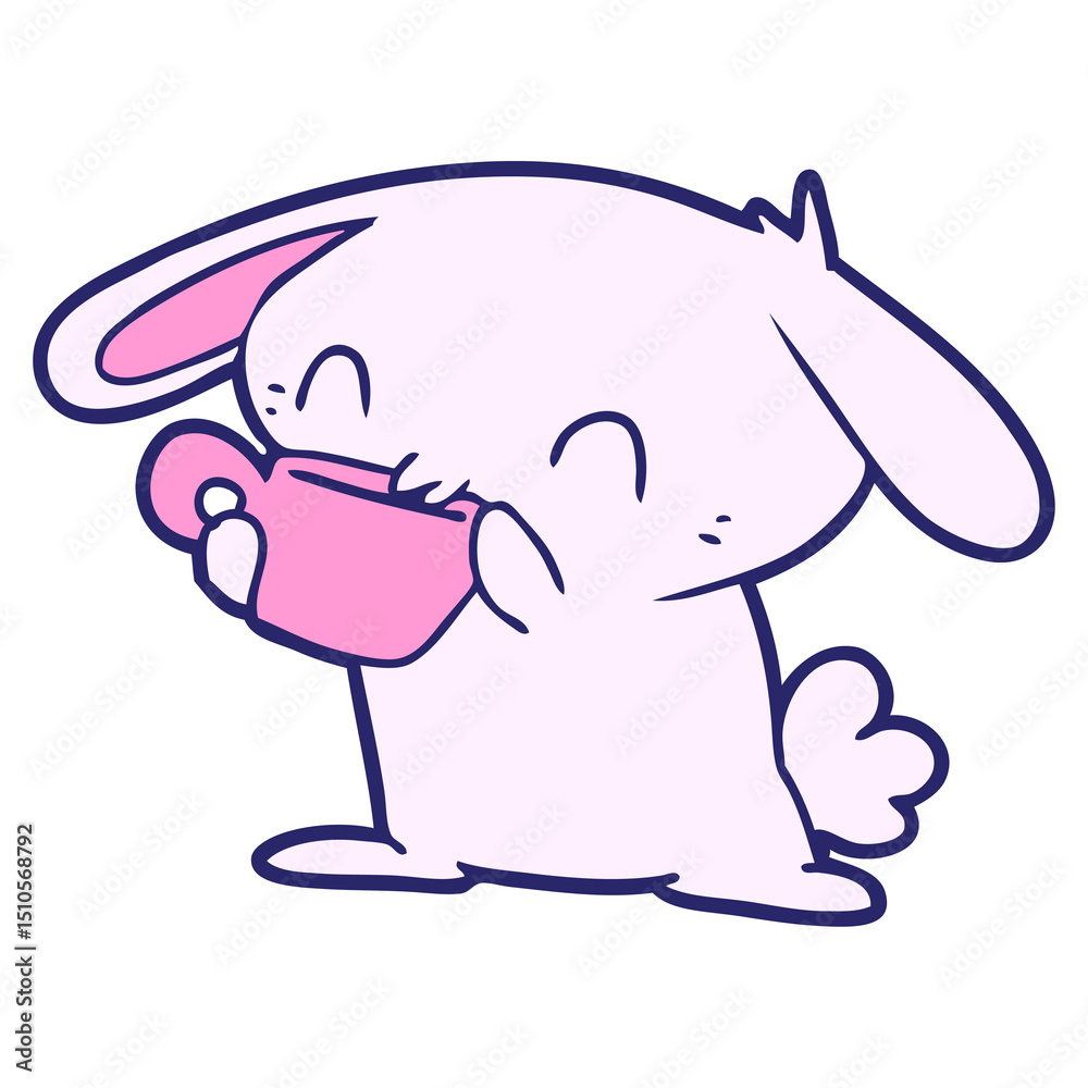 Obraz premium cartoon rabbit drinking tea
