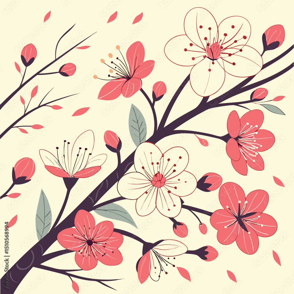 Fototapeta premium Seamless spring floral pattern vibrant flowers and dynamic energy