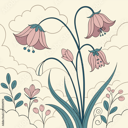 Seamless surreal melting flower pattern with vibrant colors