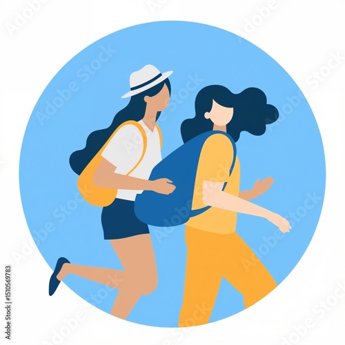 young girls on a trip