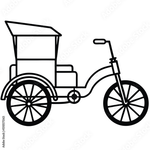 Silhouette rickshaw on white background
