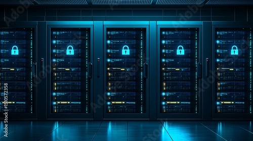 Tech employees diligently monitoring multiple screens in dark server room