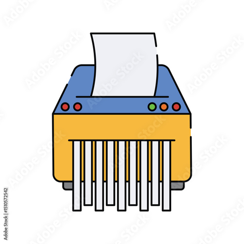 Paper Shredder color line icon with white background vector stock illustration